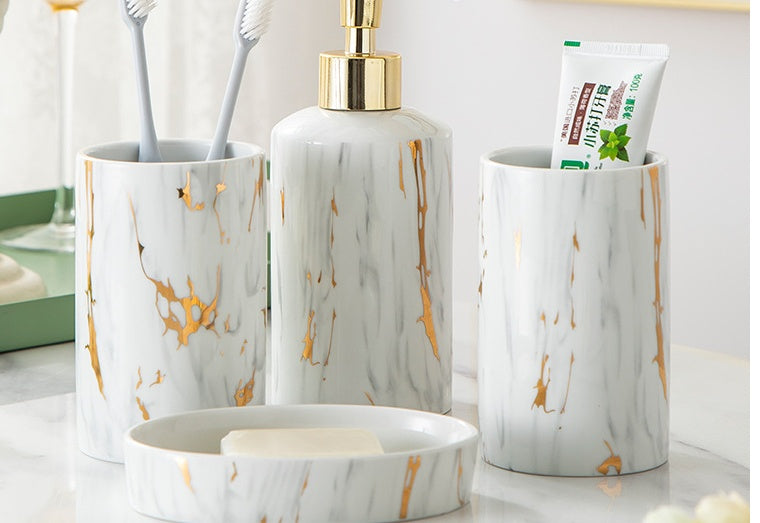 Golden Marble Bathroom Set