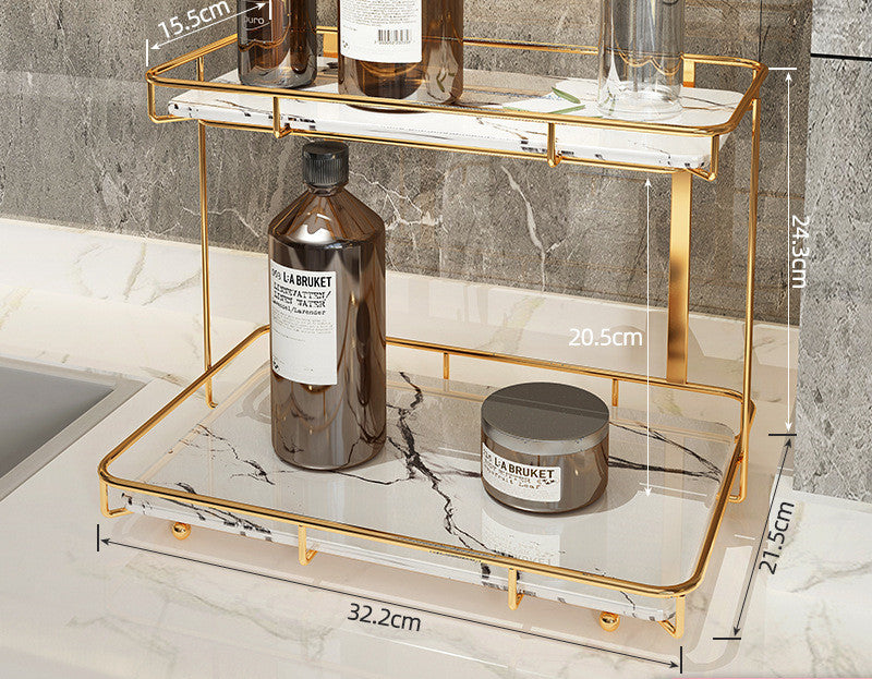 Light Luxury Marble 2-Tier Storage Organizer