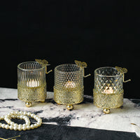 Electroplated Gold Lace Base Glass Candle Holder