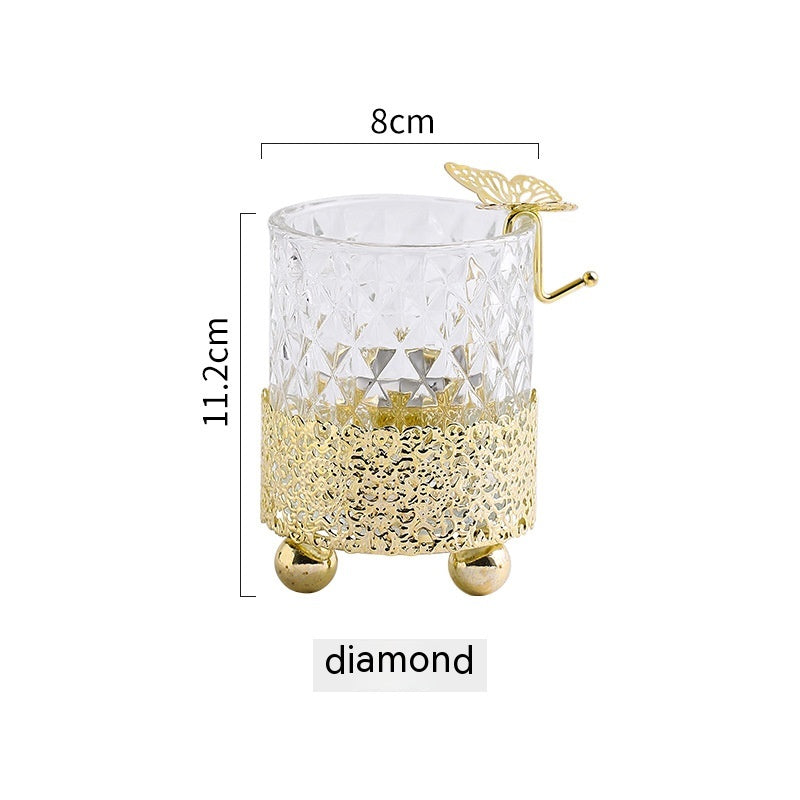 Electroplated Gold Lace Base Glass Candle Holder