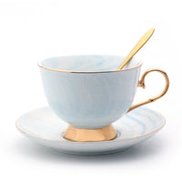Luxurious Marble Coffee Cup with Saucer & Spoon