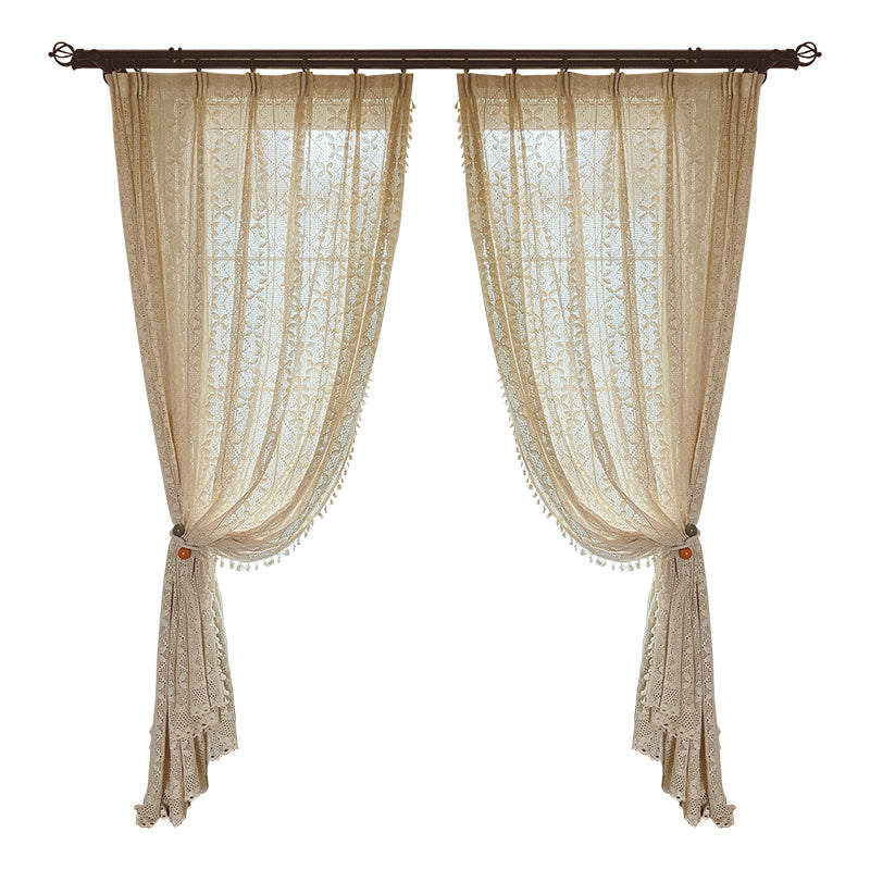 Cotton Linen Crochet Hollow Curtains