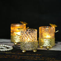 Electroplated Gold Lace Base Glass Candle Holder