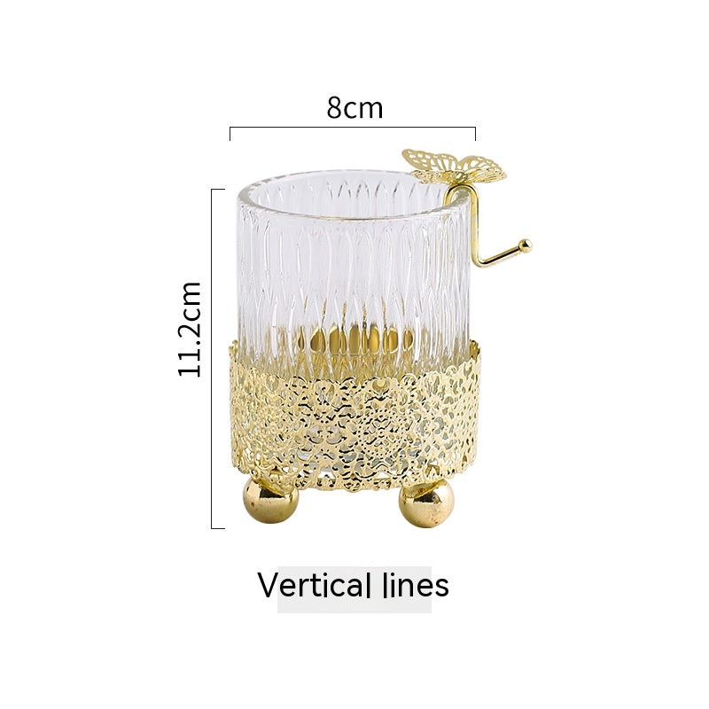 Electroplated Gold Lace Base Glass Candle Holder