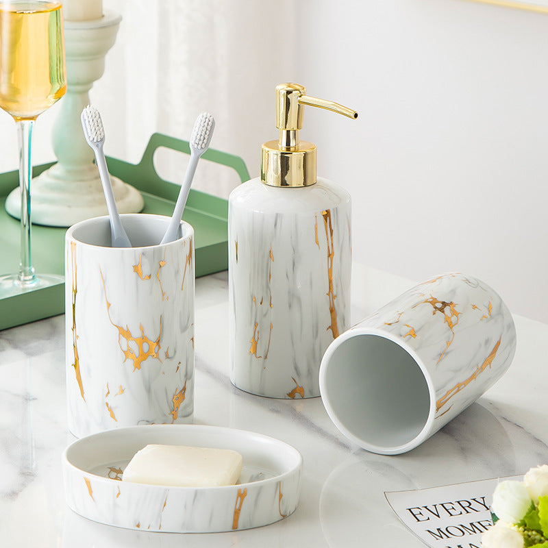 Golden Marble Bathroom Set