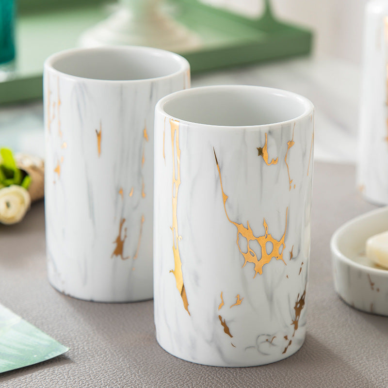 Golden Marble Bathroom Set