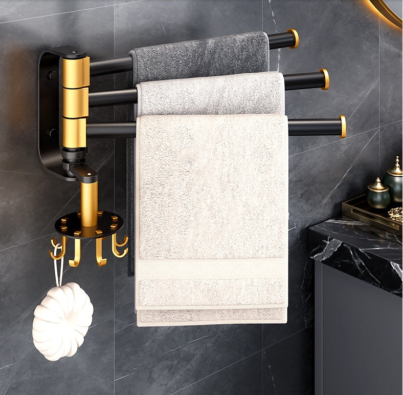 Punch Free Rotating Bathroom Towel Rack