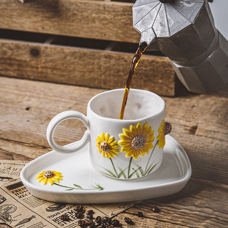 Sunflower Hand Painted Cup & Saucer
