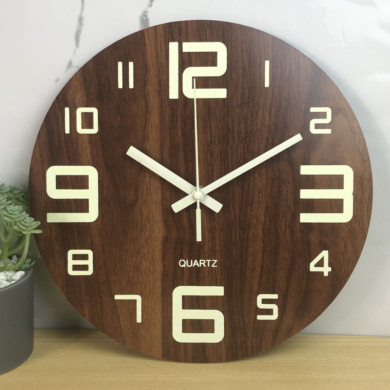 Glow in the Dark Wooden Wall Clock