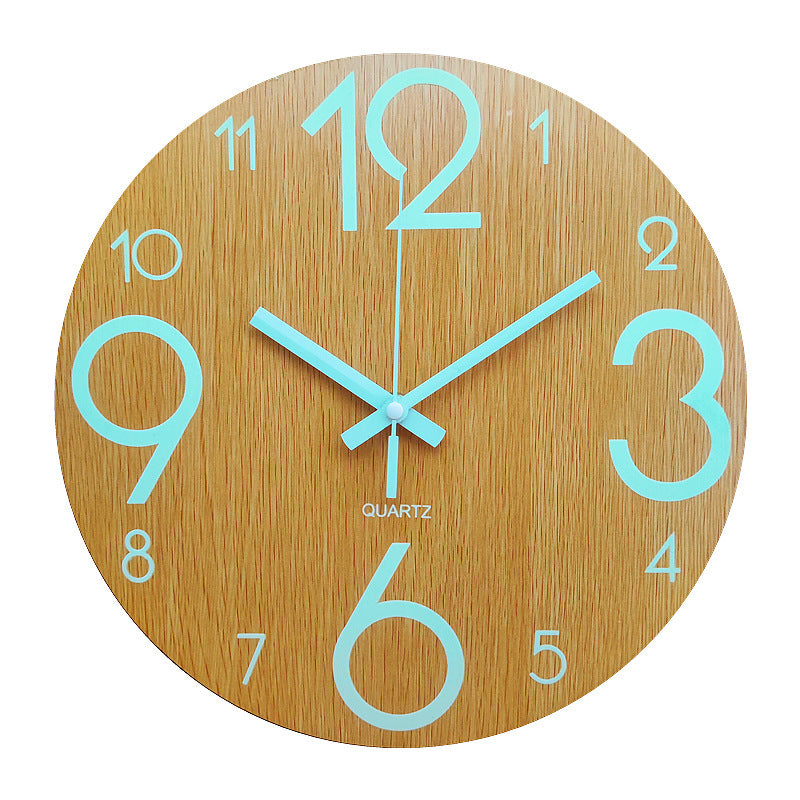 Glow in the Dark Wooden Wall Clock