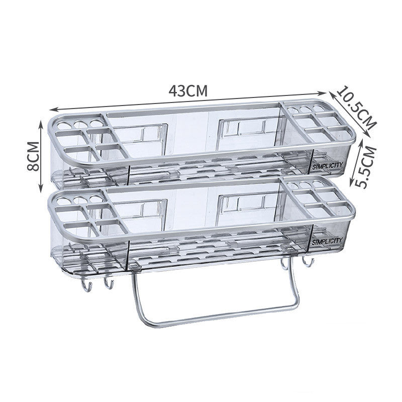 Wall-Mounted Bathroom Storage Rack and Towel Holder