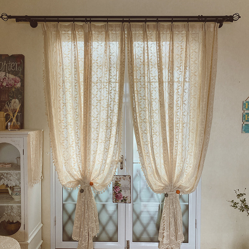 Cotton Linen Crochet Hollow Curtains