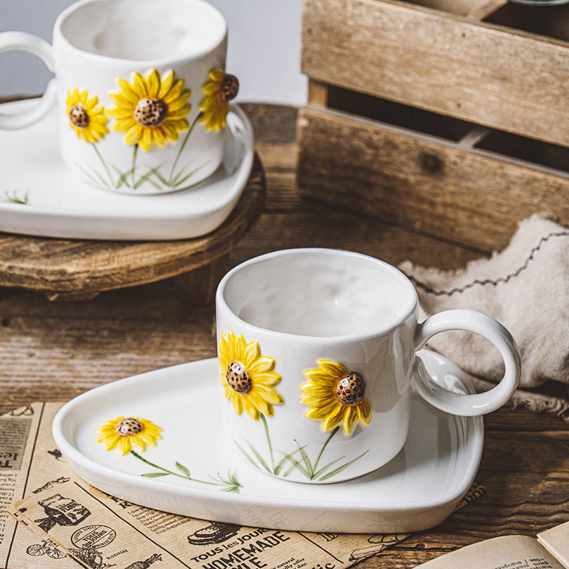 Sunflower Hand Painted Cup & Saucer