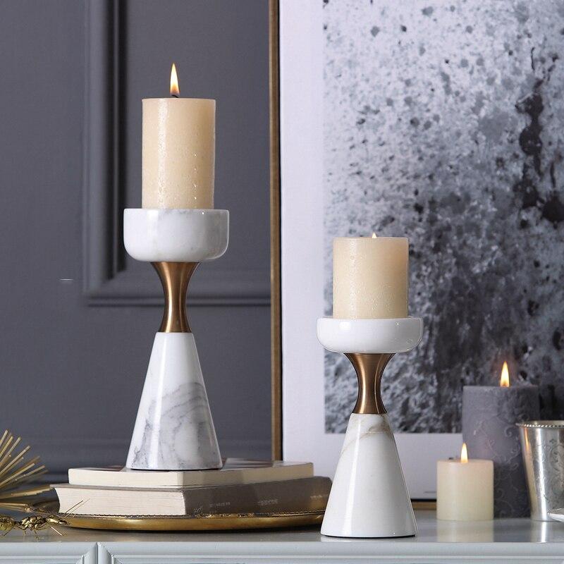 Gold and Marble Pillar Candle Holder