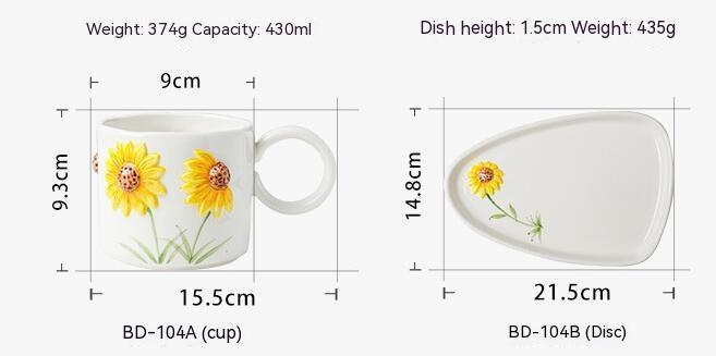 Sunflower Hand Painted Cup & Saucer