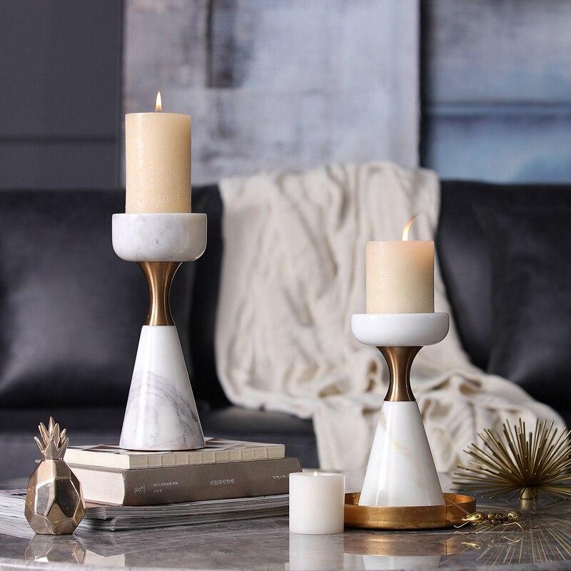 Gold and Marble Pillar Candle Holder