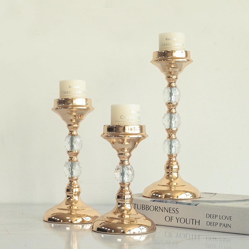 Gold Crystal Electroplated Candle Holder