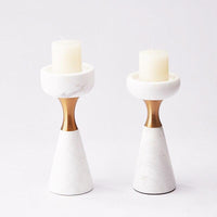 Gold and Marble Pillar Candle Holder