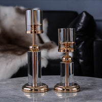 Gold-White Crystal Pillar Candle Holder